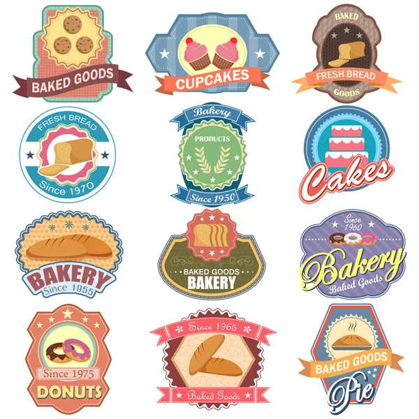 Baked food and Bakery label tag sticker for Advertisement — Stock Vector