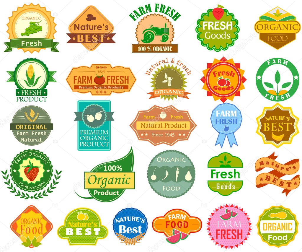 Farm Fresh Organic label tag sticker for Advertisement