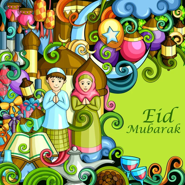 Eid Mubarak Blessing for Eid background — Stock Vector