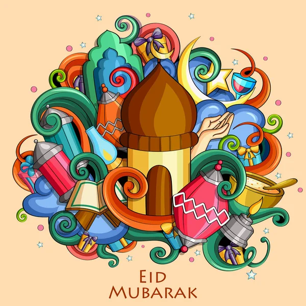 Eid Mubarak Blessing for Eid background — Stock Vector