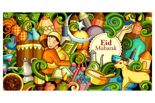 Eid Mubarak Blessing for Eid background — Stock Vector