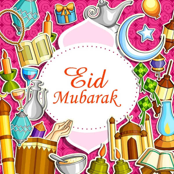 Eid Mubarak Blessing for Eid background — Stock Vector