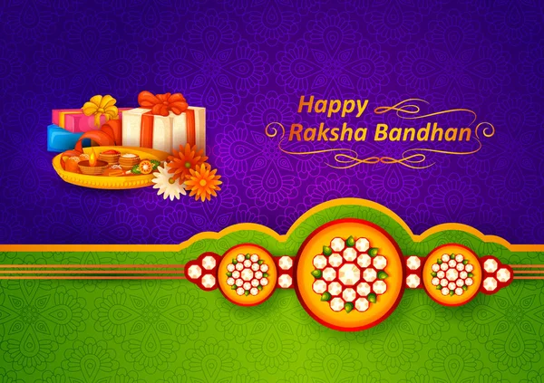 Geschmückter Rakhi für indisches Festival Raksha Bandhan — Stockvektor