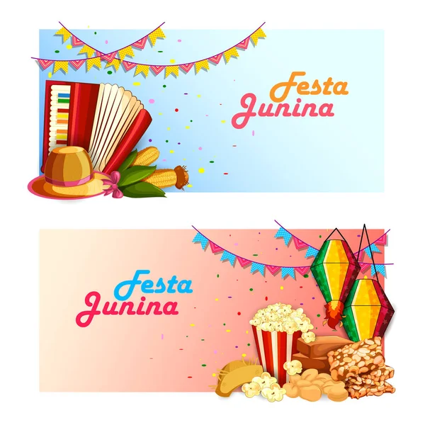 Festa Junina celebration background of Brazil and Portugal festival — Stock Vector