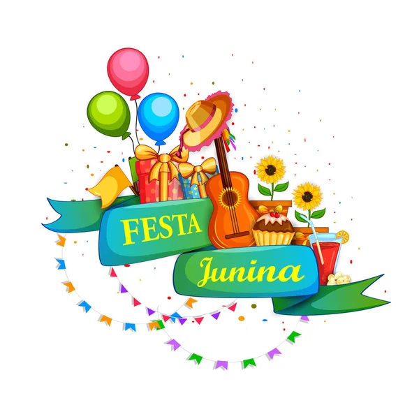 Festa Junina celebration background of Brazil and Portugal festival — Stock Vector