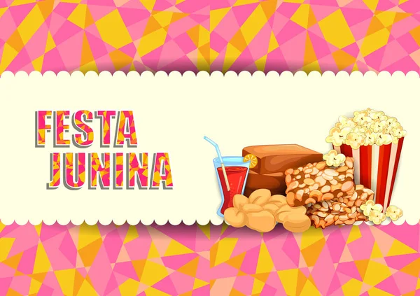 Festa Junina celebration background of Brazil and Portugal festival — Stock Vector