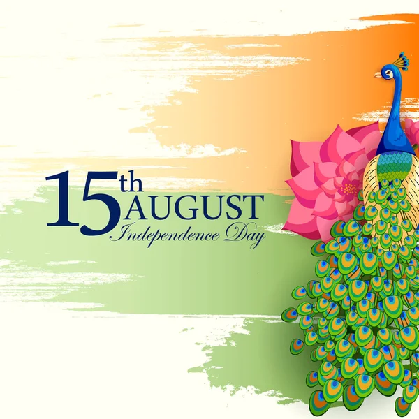Indiska tricolor bakgrund för 15 augusti Happy Independence Day of India — Stock vektor