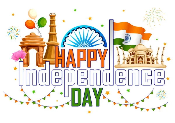 Slavná památka Indie Indické pozadí pro šťastný den nezávislosti — Stockový vektor