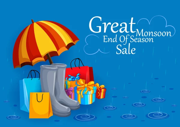 Рекламный баннер "Happy Monsoon Sale" — стоковый вектор