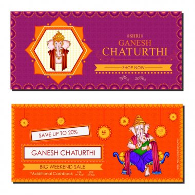 Lord Ganapati mutlu Ganesh Chaturthi festival alışveriş satış için teklif promosyon tanıtıma arka plan