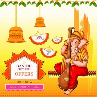 Lord Ganapati mutlu Ganesh Chaturthi festival alışveriş satış için teklif promosyon tanıtıma arka plan