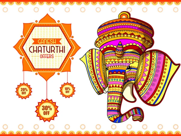 Lord Ganapati säljes glad Ganesh Chaturthi festival shopping erbjuder främjande advetisement bakgrund — Stock vektor