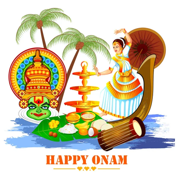 Happy Onam Festival Hintergrund — Stockvektor