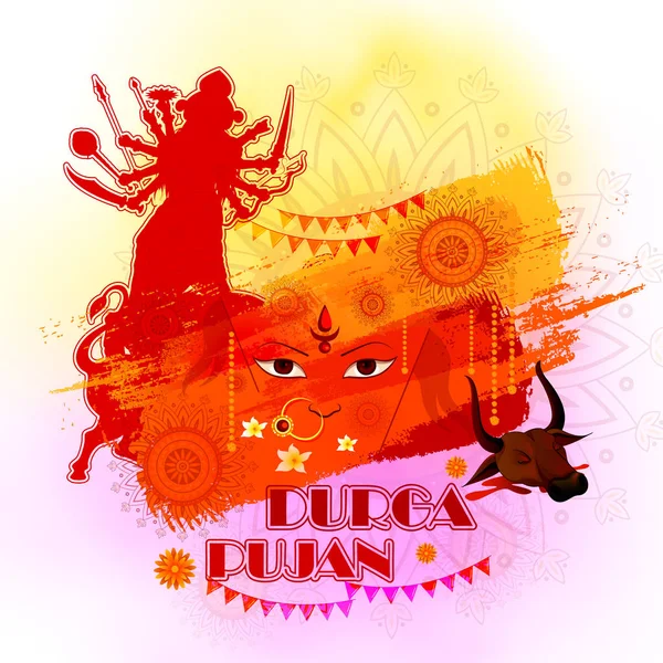 Feliz festival Durga Puja fondo para vacaciones en la India Dussehra — Vector de stock