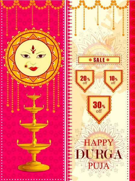 Happy Durga Puja festival Venda e promoção de fundo para férias na Índia Dussehra — Vetor de Stock