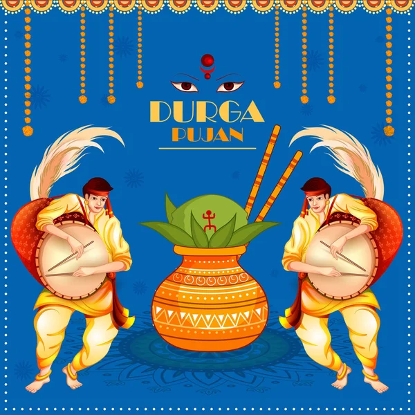 Hindistan bayramı Dussehra 'nın Durga Puja festivali geçmişi kutlu olsun. — Stok Vektör