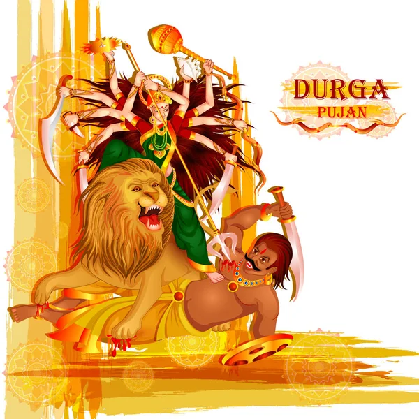 Feliz festival Durga Puja fondo para vacaciones en la India Dussehra — Vector de stock