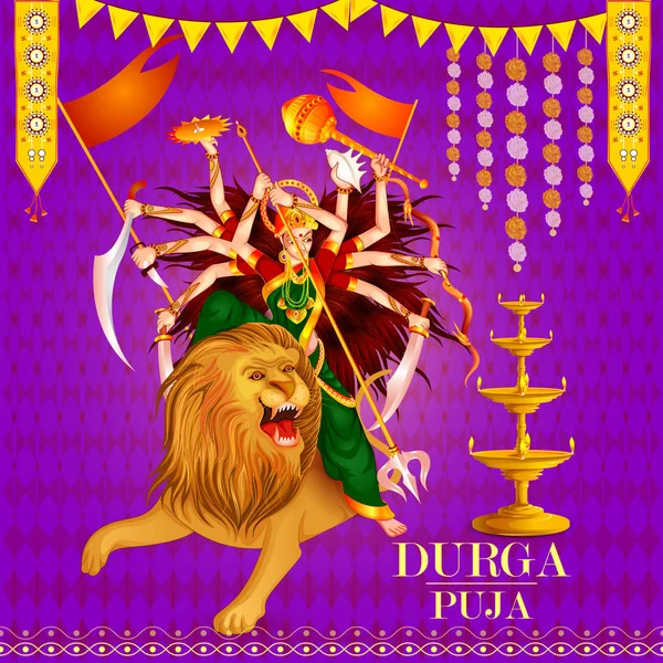 भारत के लिए हैप्पी दुर्गा पूजा महोत्सव पृष्ठभूमि अवकाश दशहरा — स्टॉक वेक्टर