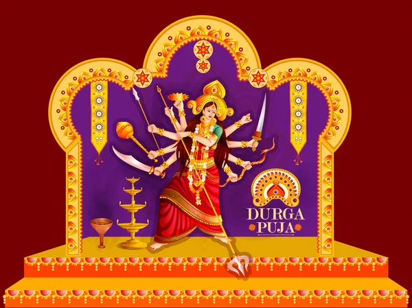 Happy Durga Puja festival achtergrond voor India vakantie Dussehra — Stockvector