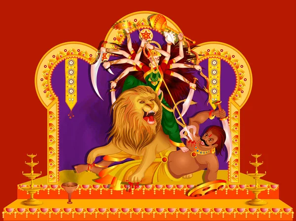 Happy Durga Puja φόντο φεστιβάλ για την Ινδία διακοπές Dussehra — Διανυσματικό Αρχείο