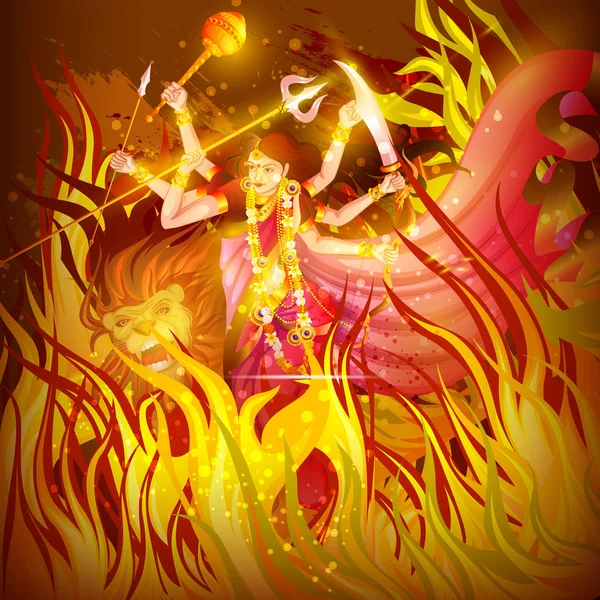 Glad Durga Puja festival bakgrund för Indien semester Dussehra — Stock vektor