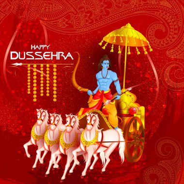 Tanrı Rama Ravana Hindistan'ın mutlu Dussehra Festivali öldürmek
