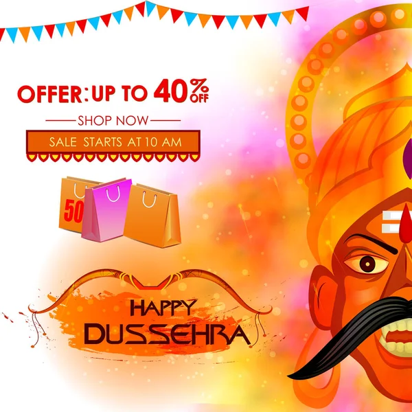 Ravana em Happy Dussehra Festival Oferta —  Vetores de Stock