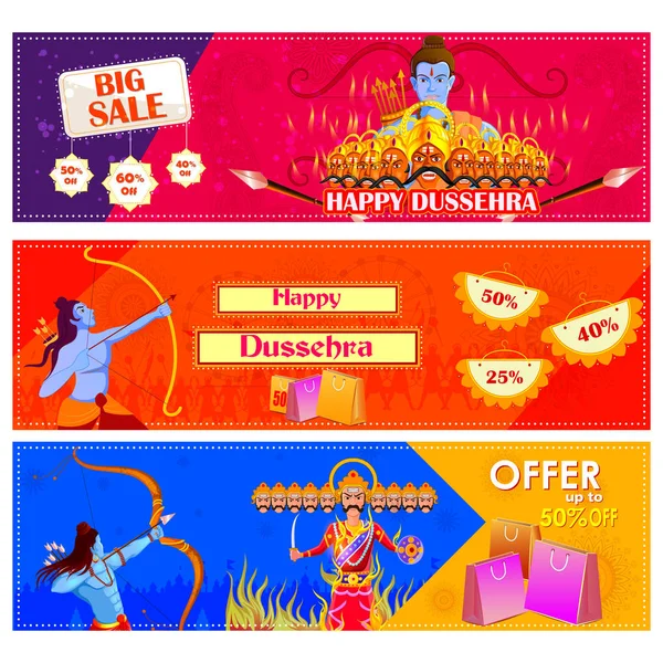 Tanrı Rama Ravana mutlu Dussehra festival teklifinde öldürmek