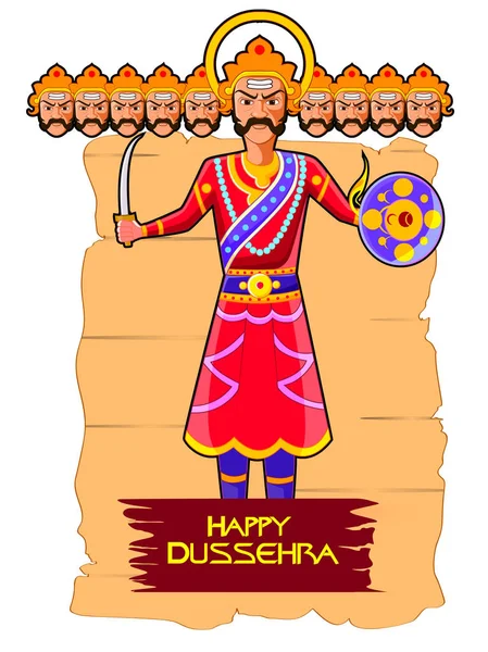 Ravana in Happy Dussehra festival of India — Stock Vector