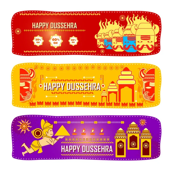 Lord Rama tuer Ravana dans Happy Dussehra festival offre — Image vectorielle