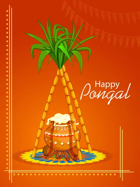 Feliz fiesta Pongal festival celebración fondo — Vector de stock