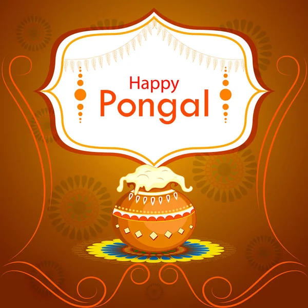 Glad Pongal holiday festival firandet bakgrund — Stock vektor