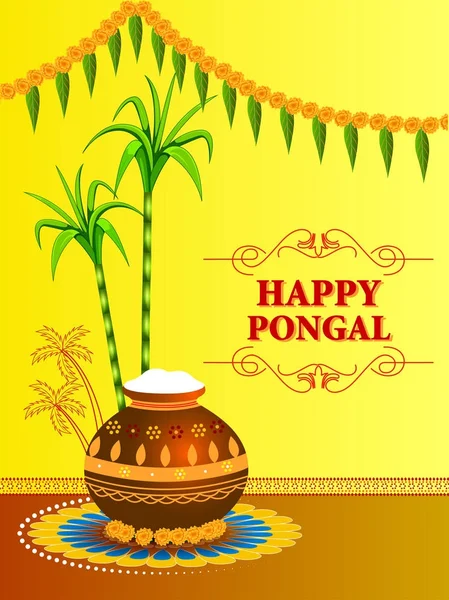 Glad Pongal holiday festival firandet bakgrund — Stock vektor