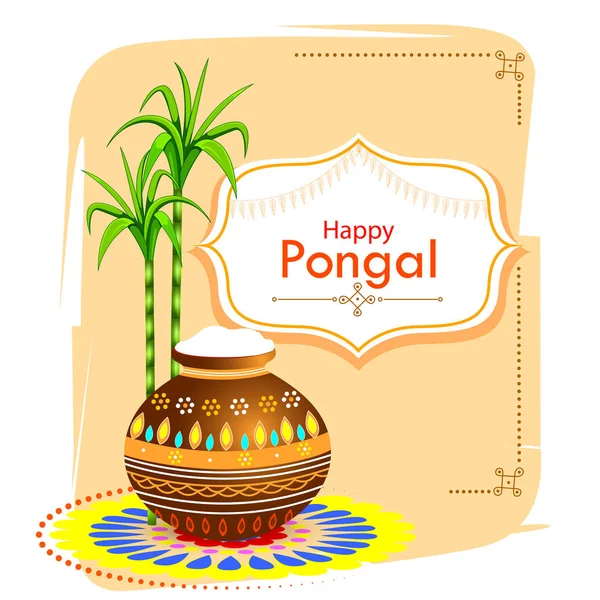 Happy Pongal holiday festival celebration background — Stock Vector
