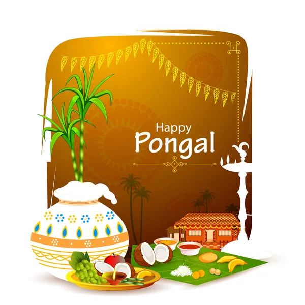 Feliz fiesta Pongal festival celebración fondo — Vector de stock