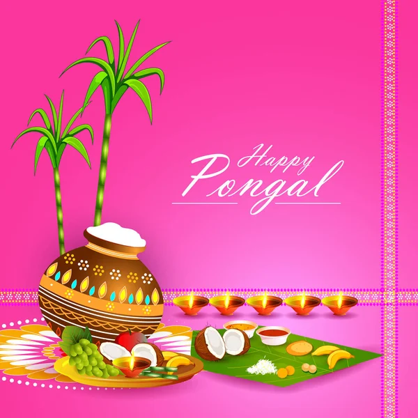 Mutlu Pongal tatil Festivali kutlama arka plan — Stok Vektör