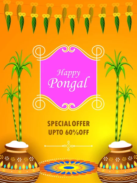 Prettige Pongal vakantie festival viering achtergrond — Stockvector