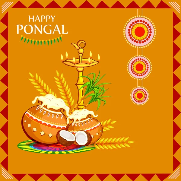 Feliz fiesta Pongal festival celebración fondo — Vector de stock