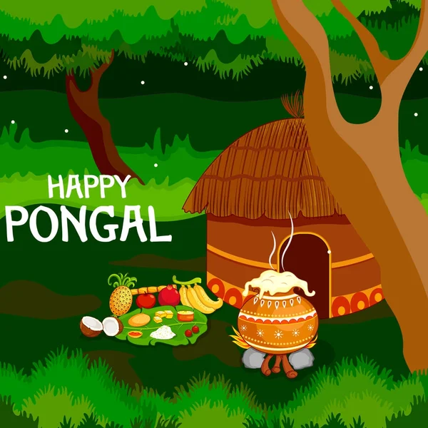 Prettige Pongal vakantie festival viering achtergrond — Stockvector
