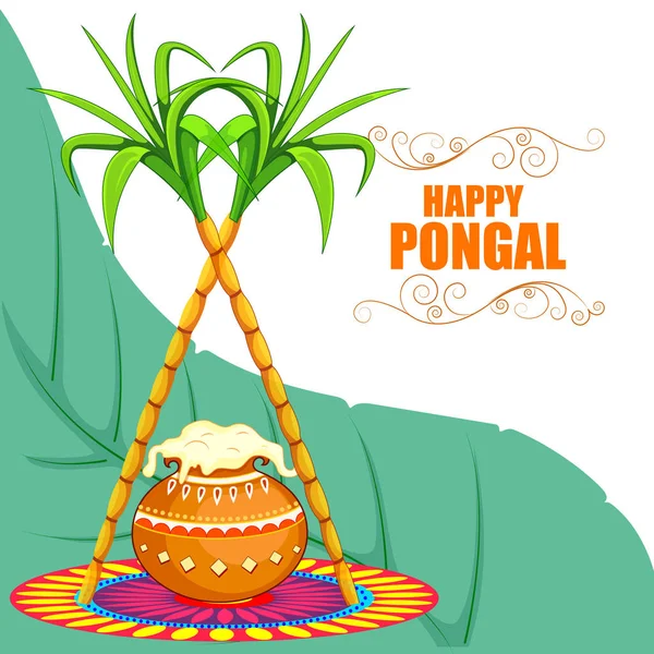 Feliz fiesta Pongal festival celebración fondo — Vector de stock