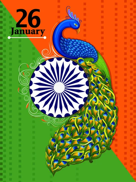 26 Januari Happy Republic Day i Indien bakgrund — Stock vektor