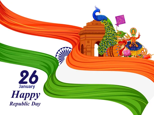 26 de enero Feliz Día de la India — Archivo Imágenes Vectoriales