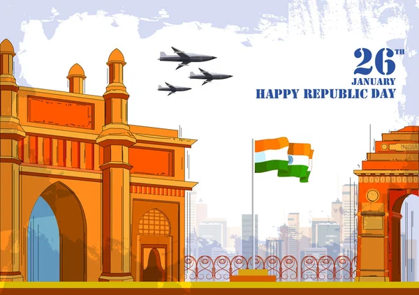 26 Janeiro Feliz República Dia da Índia fundo —  Vetores de Stock