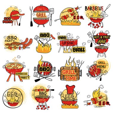 Mangal ve ızgara etiketi etiket sticker reklam için