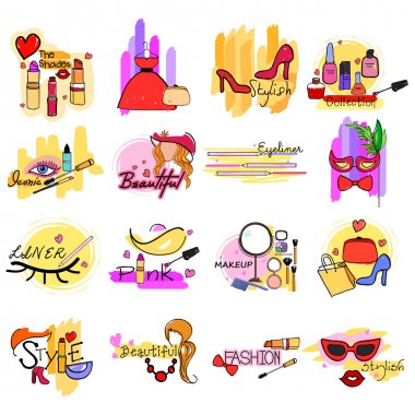 Güzellik ve moda makyaj kozmetik için reklam etiketi etiket etiket