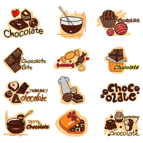Finom csokoládé címke címke matrica-reklám — Stock Vector