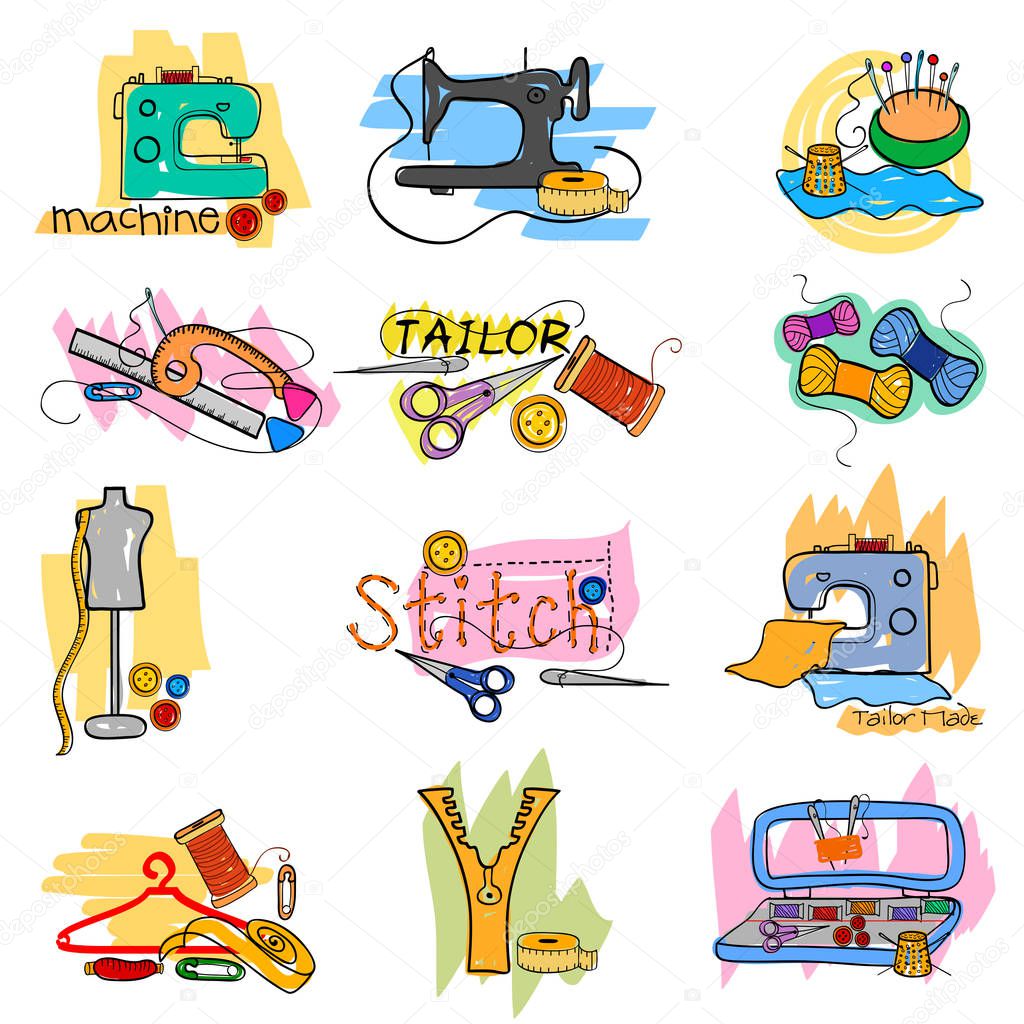 Vector illustration of Sewing Stiching and Tailor label tag sticker for Advertisement