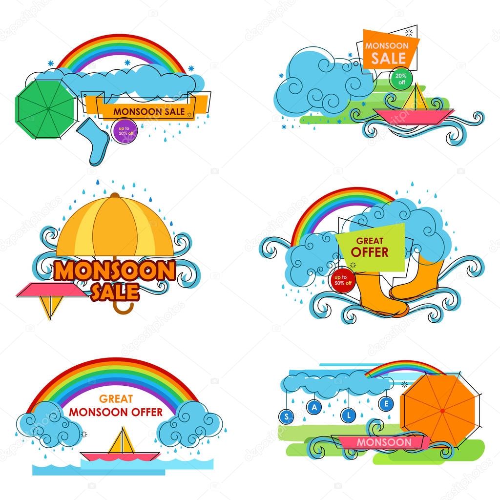 Vector illustration of Happy Monsoon Sale Offer promotional and advertisment banner