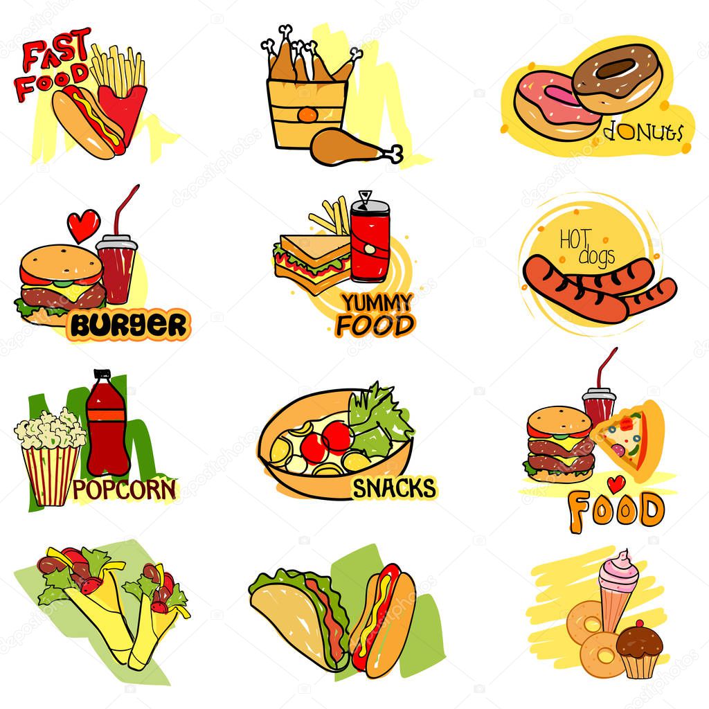Vector illustration of Fast Food label tag sticker for Advertisement