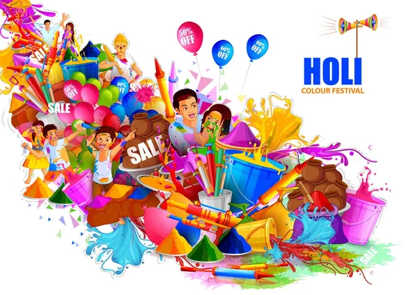 India Festival van kleur Happy Holi achtergrond — Stockvector